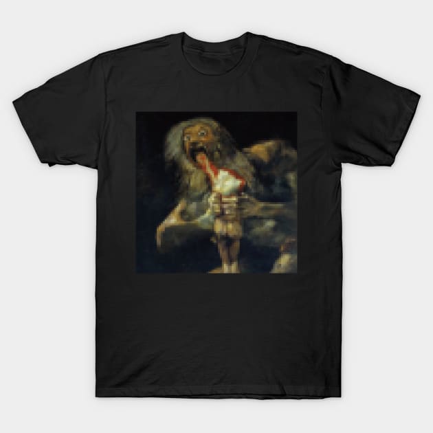 Pixelated Saturn Goya Painting T-Shirt by Redgy.Art